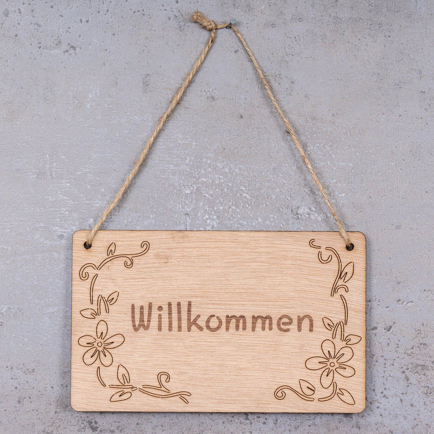 Levandeo® Dekohänger, Schild Willkommen 13x8cm Birkenholz günstig online kaufen