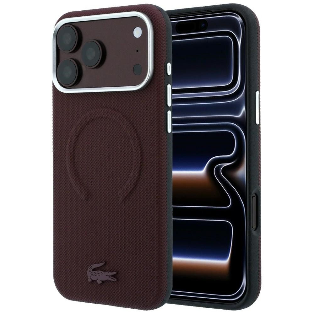 Lacoste Handyhülle iPhone 17 / 18 Pro Max MagSafe Petit Pique burgundy Logo Krokodil 6,9 Zoll, Kantenschutz