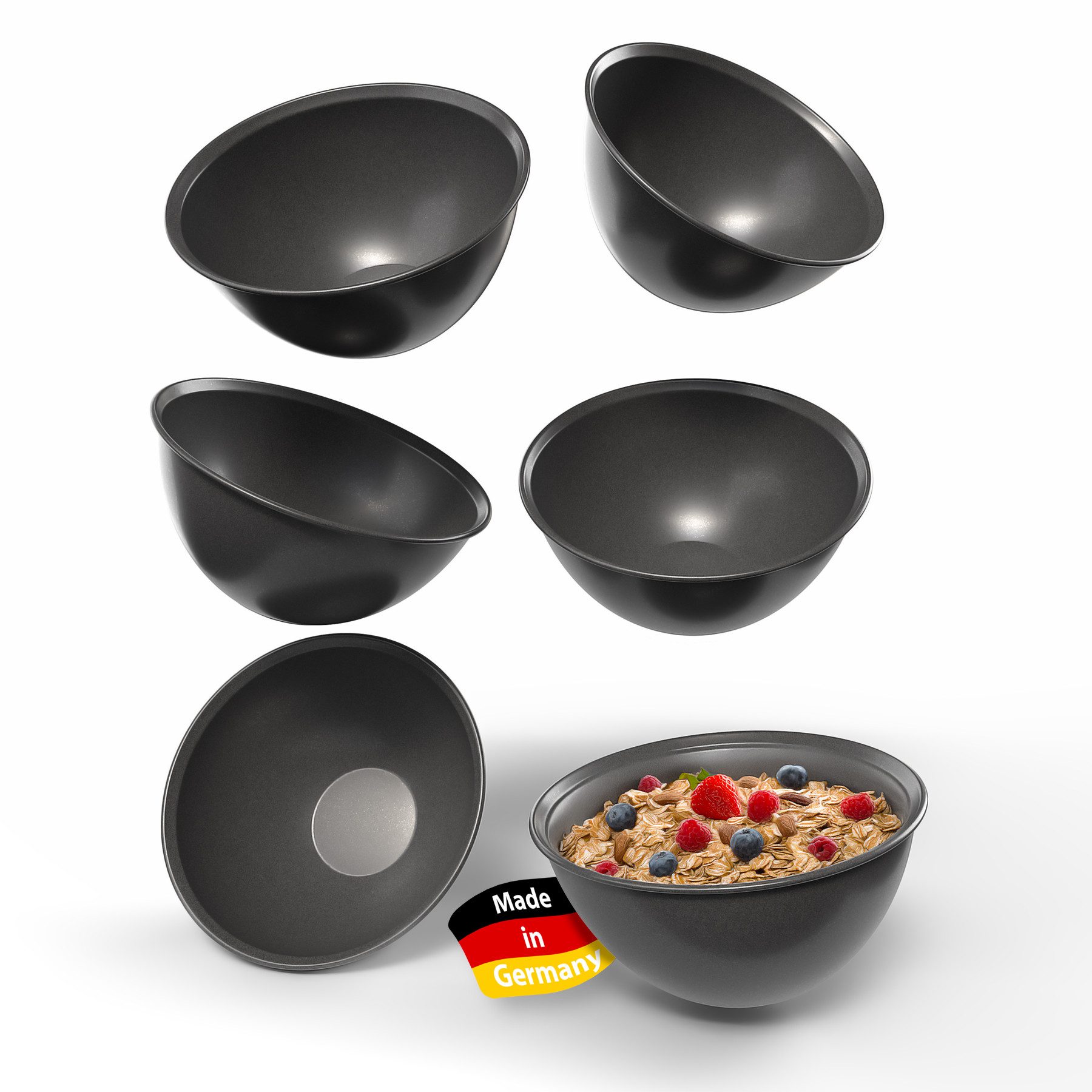 BigDean Müslischale 6 Stück bruchfest 700ml in elegantem schwarz Lieblingsschalen, Kunststoff, (Set, 6-tlg), BPA-Frei, Spülmaschinenfest, Müsli, Suppe, Desert, Salat, Snacks