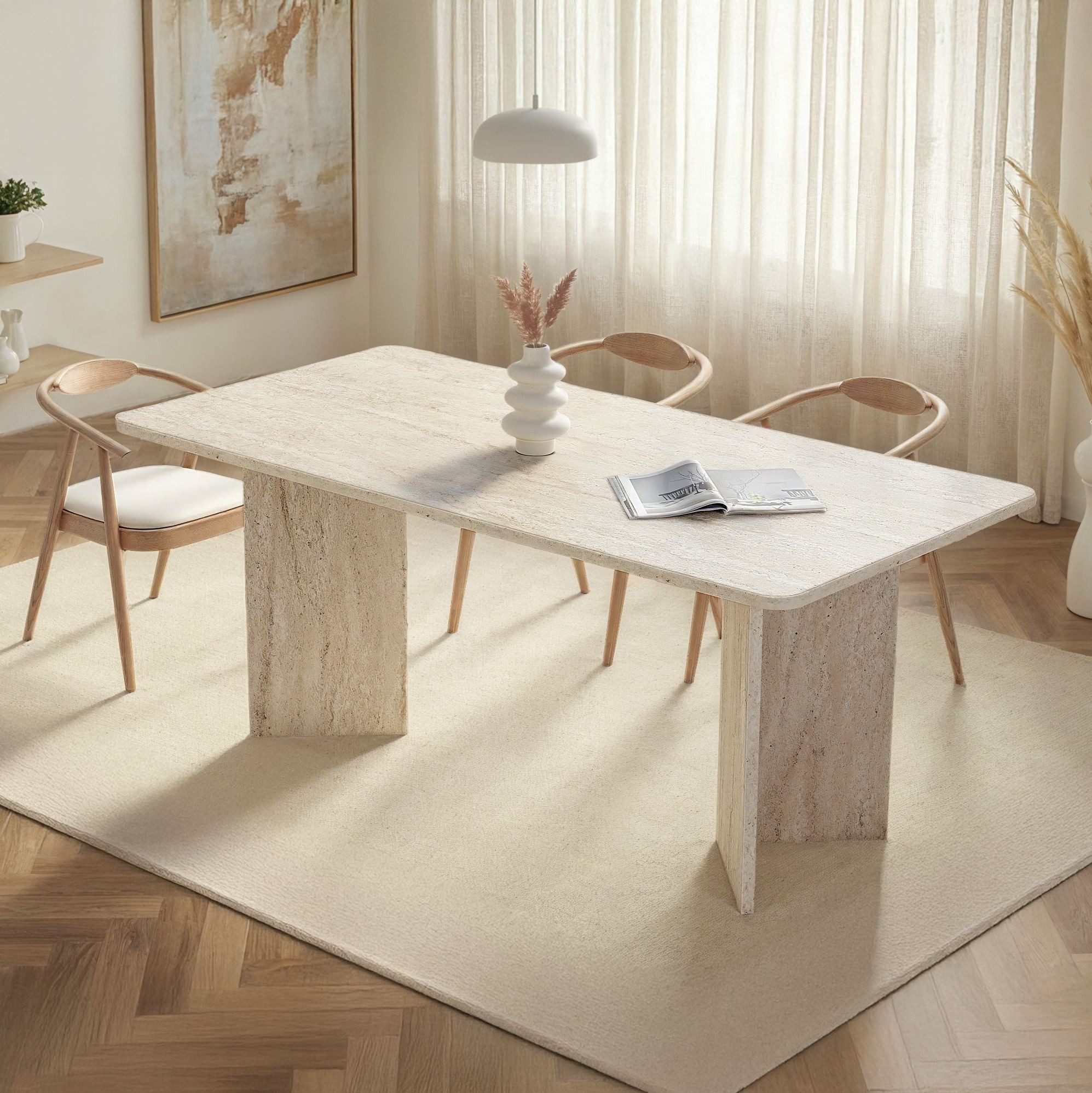 Skye Decor Esstisch Linza (1-St., 1 Tisch), Japandi Design, Rechteckige Tischform, Kratzunempfindlich
