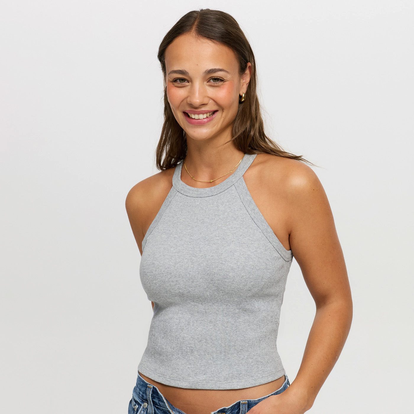 cfab BH-Hemd Neckholder Bratop-Grey Melange-XL (1-tlg)