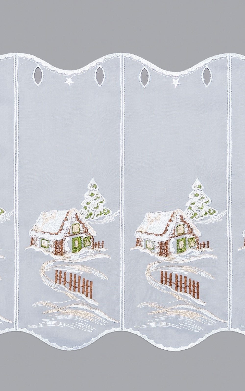 Plauener Spitze® Scheibengardine Winterhütte (1 St), transparent, HxB 45x48.6cm