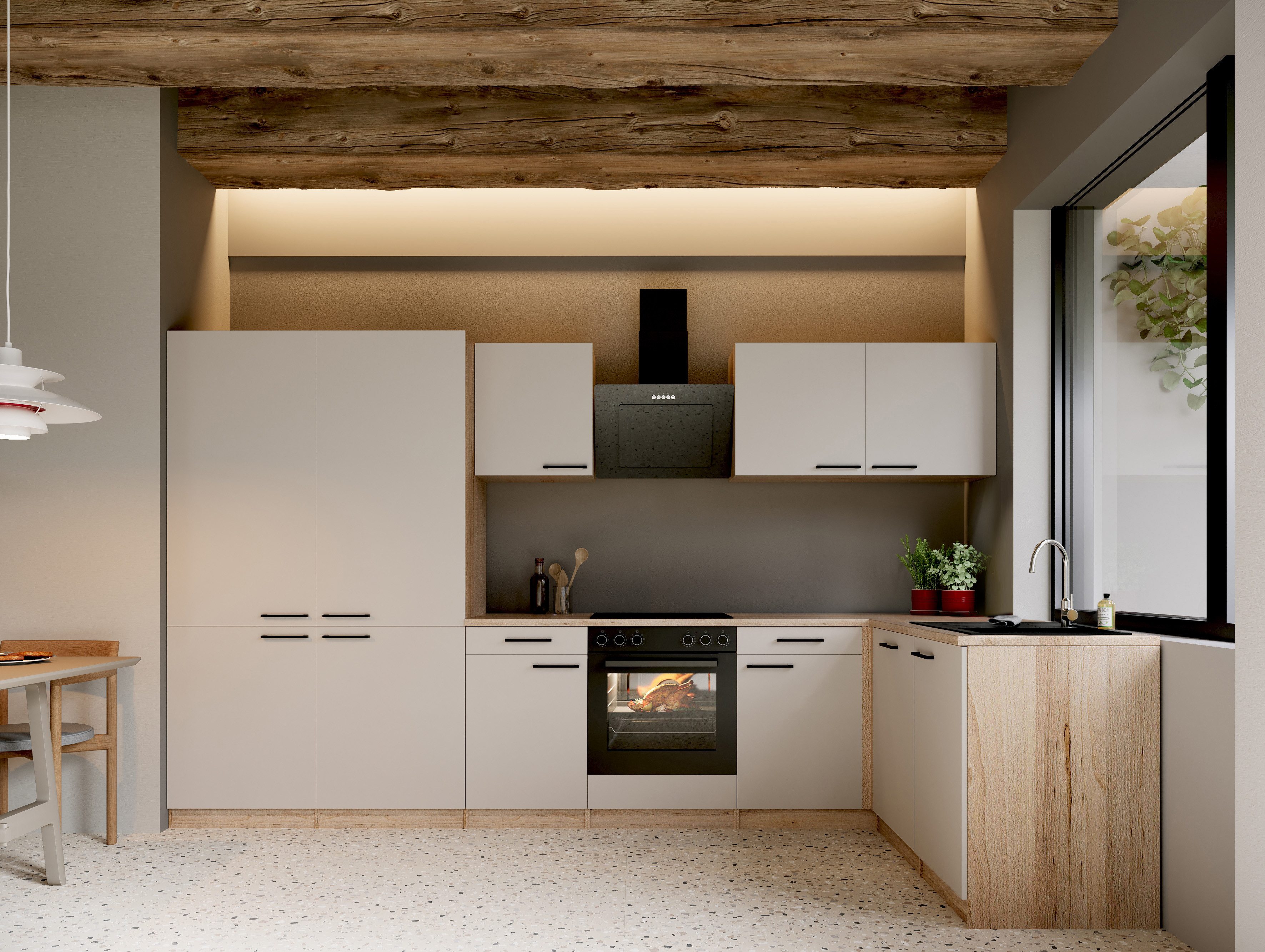 RESPEKTA Winkelküche Merle, Winkelküche Merle, Breite 340 cm, mit Soft Close, French-Door-Design