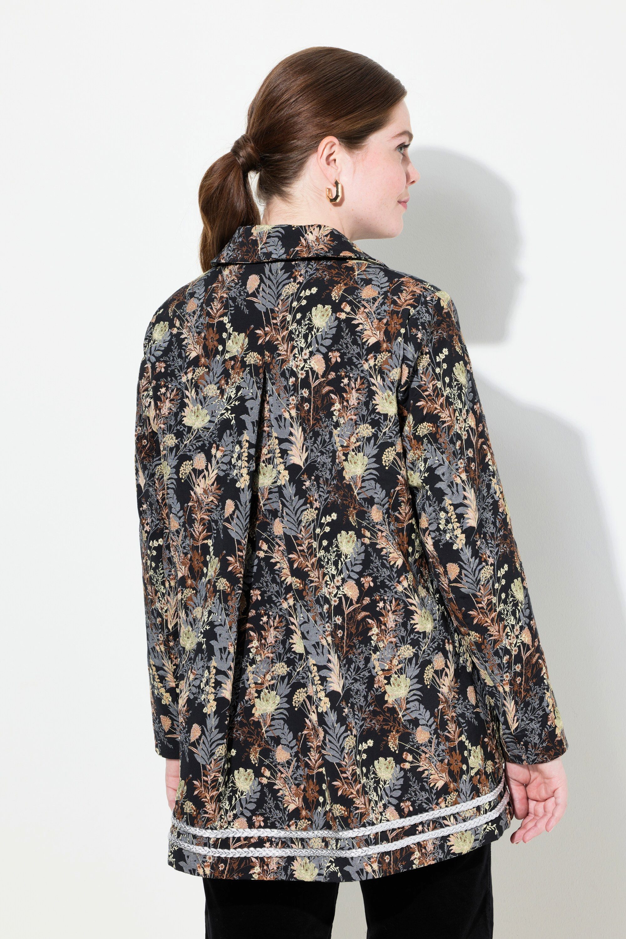 Ulla Popken Sommerjacke Jacke Jacquardmuster Hemdkragen Schmuckknöpfe