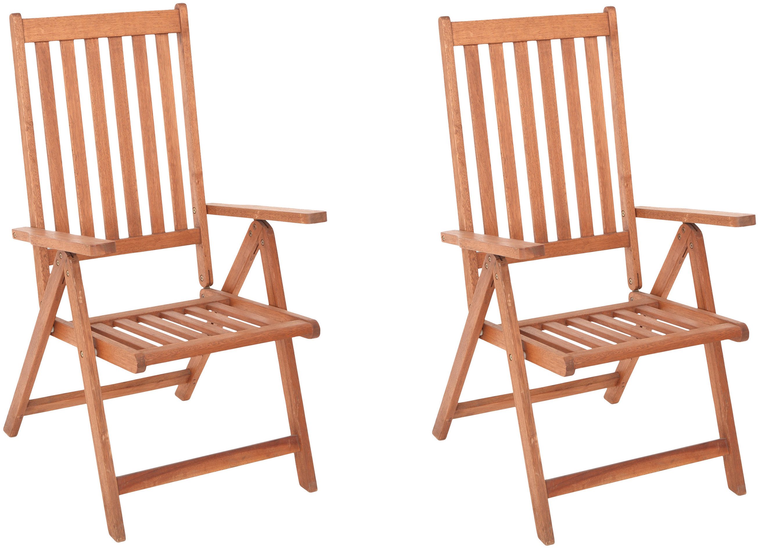 MERXX Gartensessel Vitoria (Set, 2-St), 2er Set, Eukalyptusholz, klappbar, verstellbar, braun