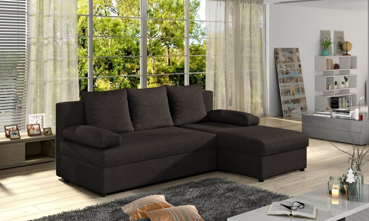 Baidani Luxusbetten24 Sofa Designer Sofa Cali, mit Stauraum und Schlaffunktion Braun