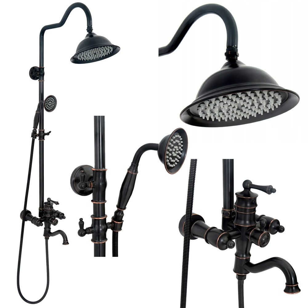 wohnwerk.idee Duschsystem Dusche Duscharmatur Vintage Retro Antik Black Alt