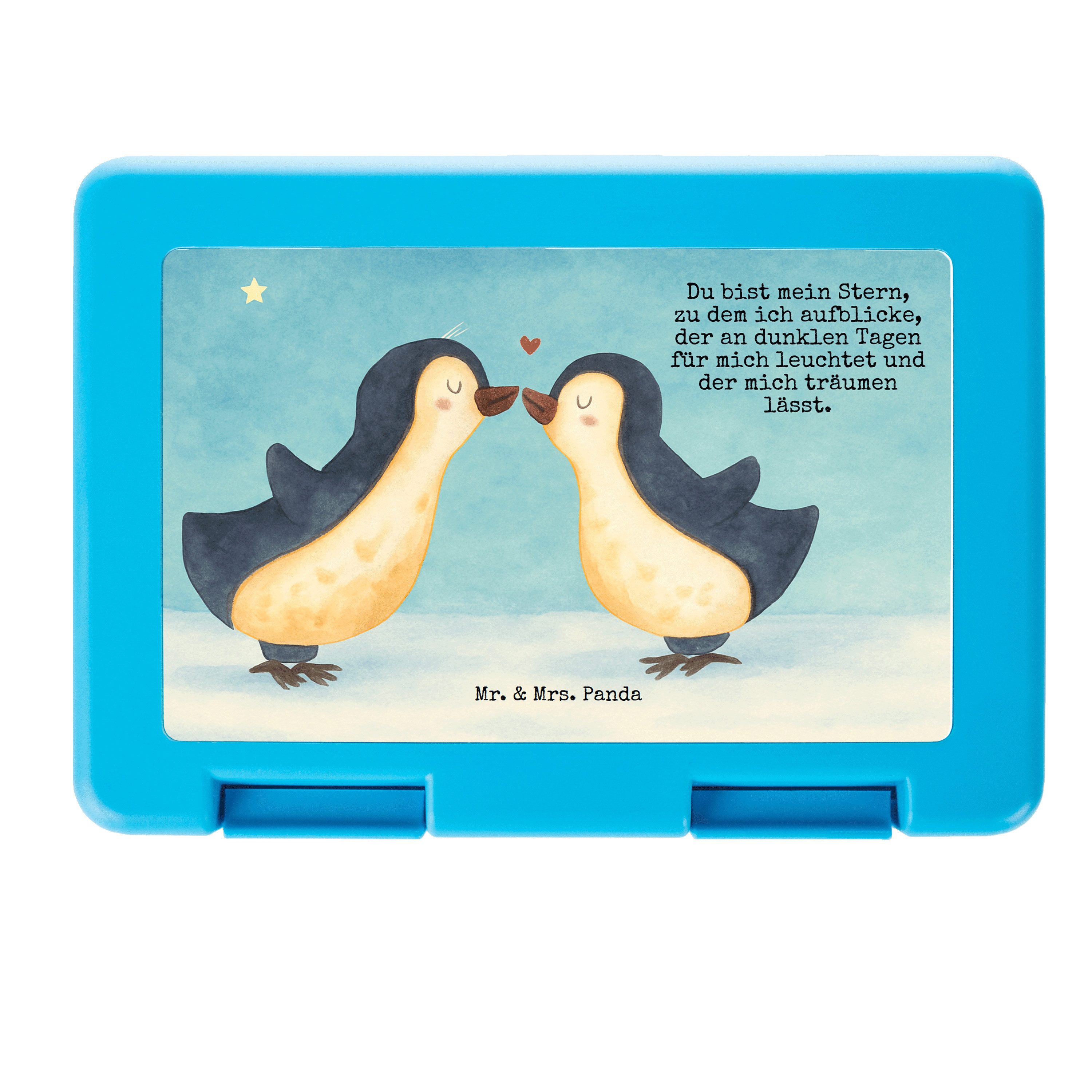 Mr. & Mrs. Panda Butterdose Pinguin Liebe Design, Bento Box, Weiß, Liebesspruch, Lunchbox, Frühst, Premium Kunststoff, (Packung), Essensbox Brot Aufbewahrungsbox Brotzeitbox