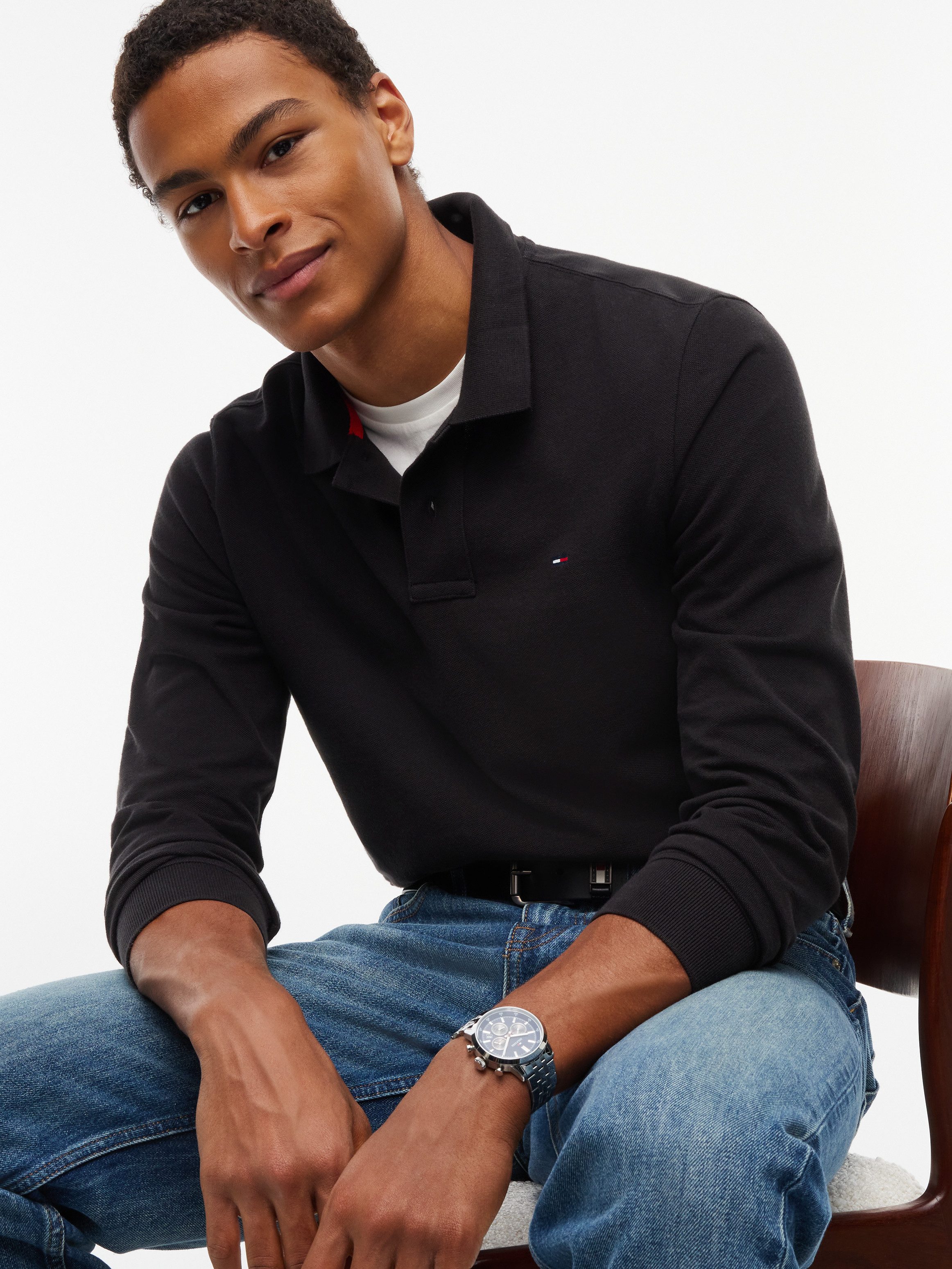 Tommy Jeans Langarm-Poloshirt REGULAR POLO Regular fit mit Polokragen