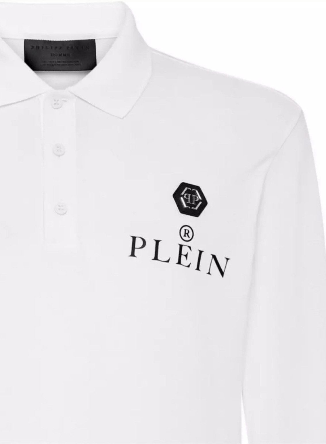 PHILIPP PLEIN Langarm-Poloshirt Herren ikonische PP-Hexagon-Patch ikonische PP-Hexagon-Patch