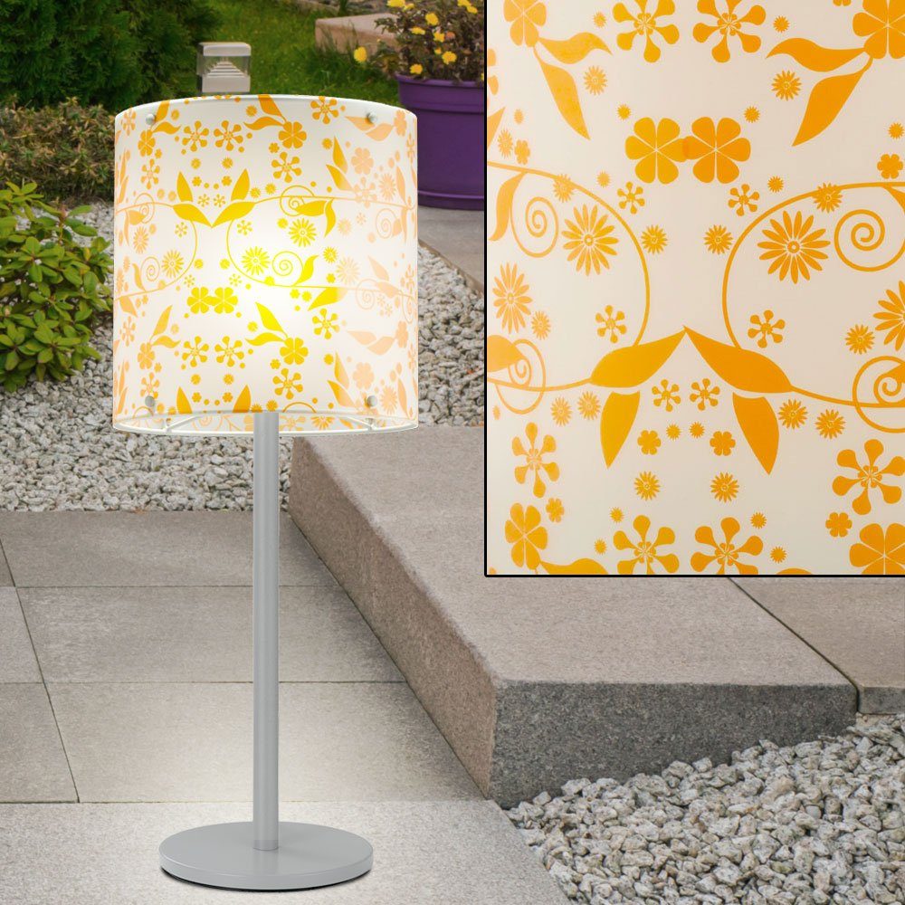 etc-shop Außen-Tischleuchte, Leuchtmittel nicht inklusive, Elegante Tisch Lampe Blumen Muster Beistell Leuchte Beleuchtung
