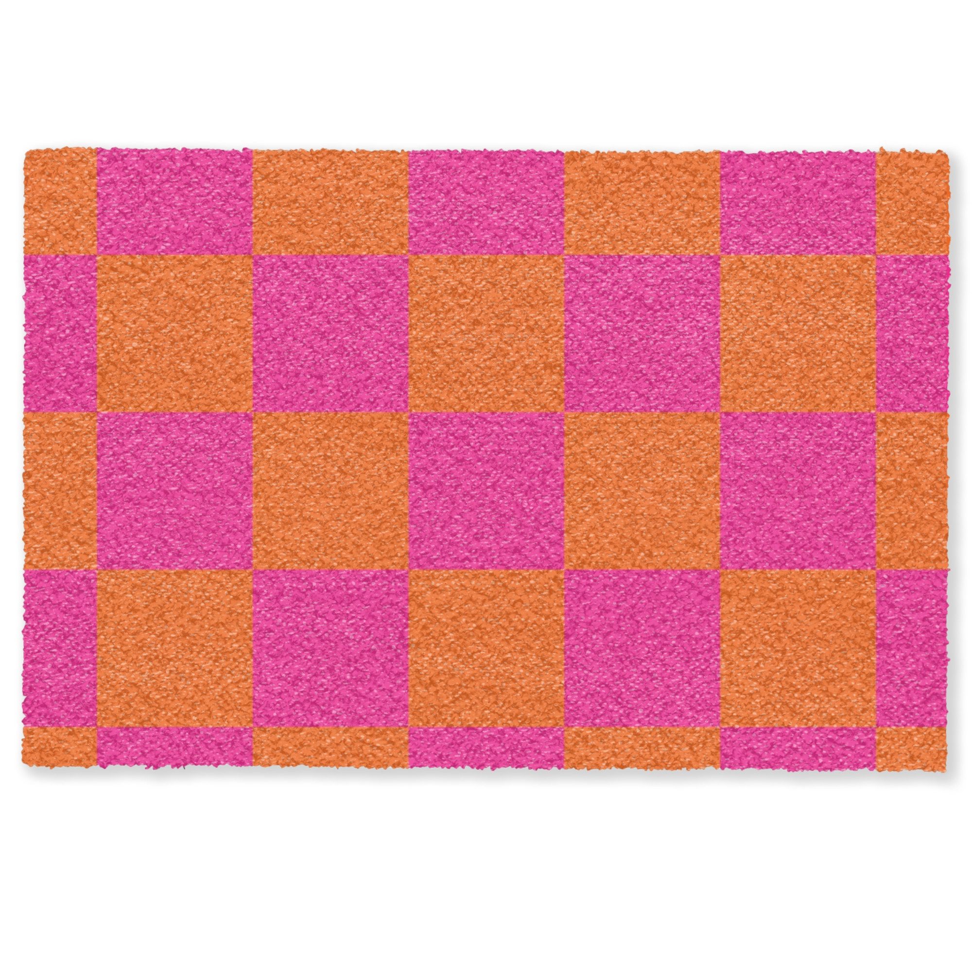 MuchoWow Fußmatte Schachbrettmuster - Orange - Rosa - Blöcke, Rechteckig, i günstig online kaufen