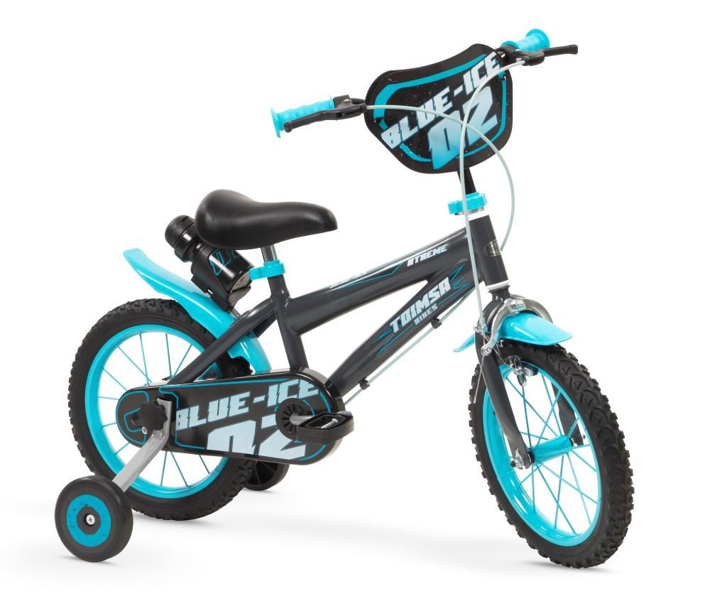 Toimsa Bikes Kinderfahrrad 14 Zoll Kinder Jungen Fahrrad Jungenfahrrad Kinderfahrrad Rad Blau ICE, 1 Gang, Stützräder, Trinkflasche