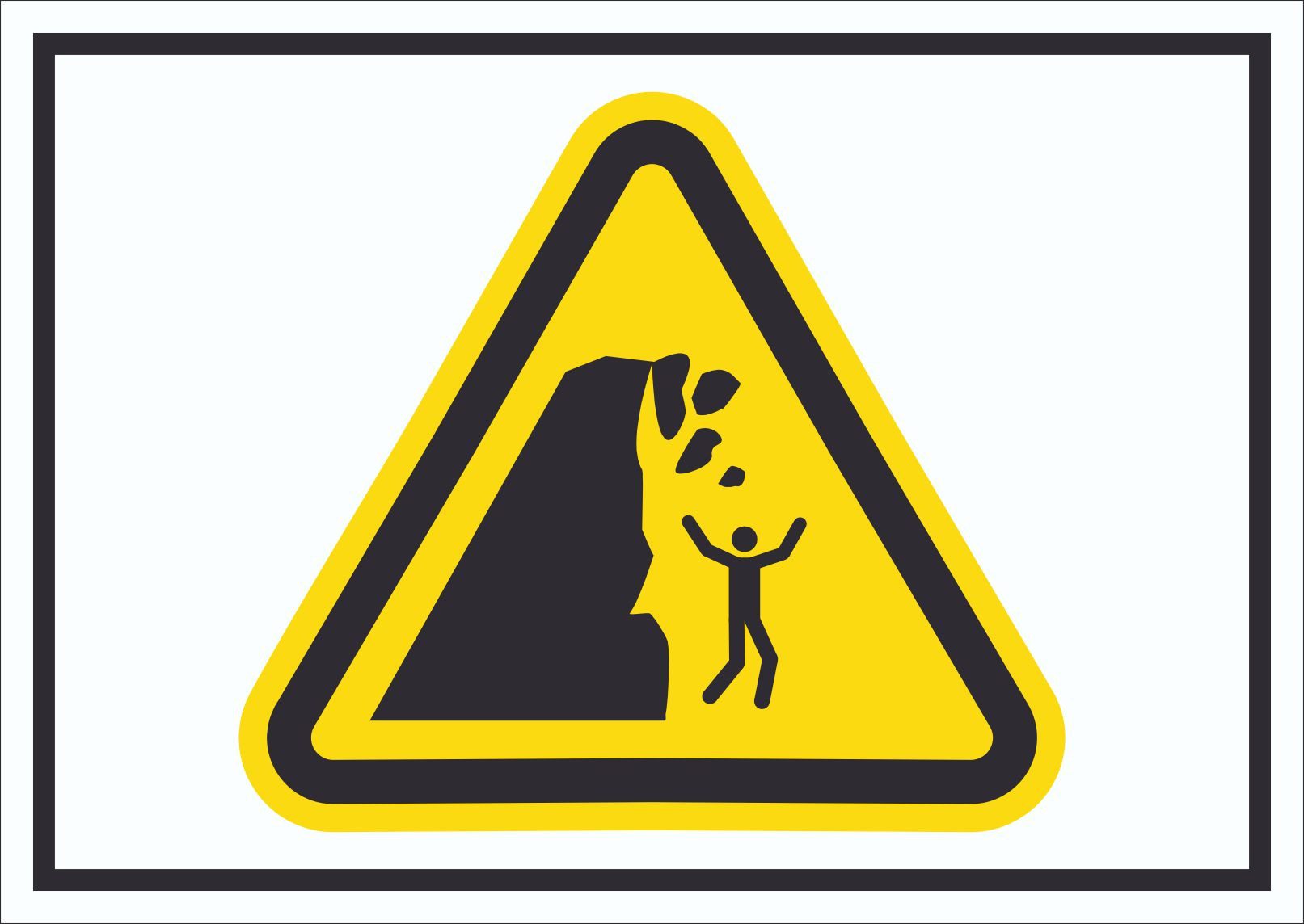 HB-Druck Hinweisschild Schild Warnung Steinschlag instabile Klippe Symbol, wetterfest, stabil, UV-beständig, kratzfest