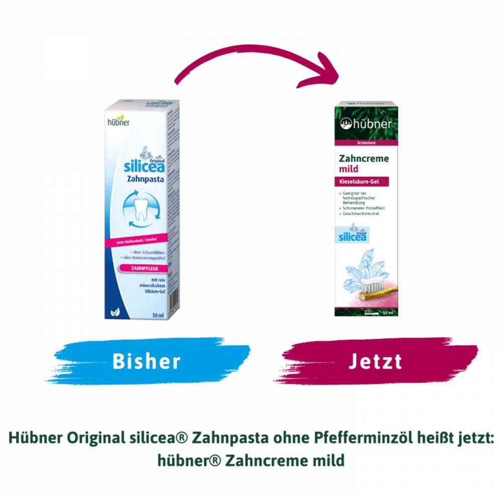 hübner Zahnpasta Zahncreme mild - Silicea ohne Pfefferminzöl 50ml