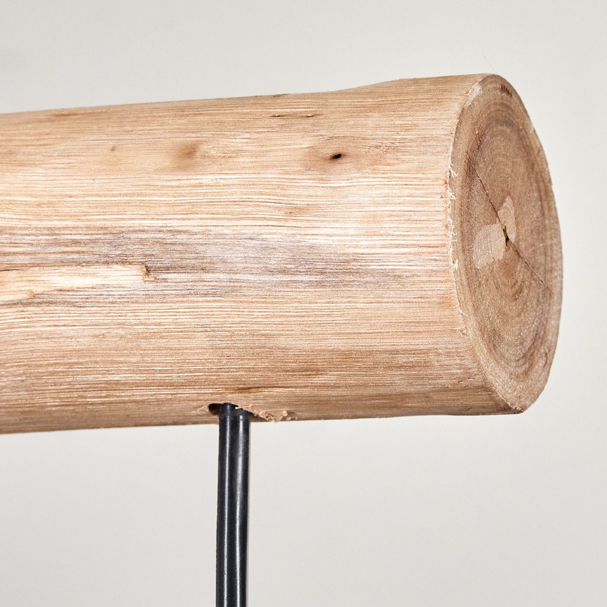 hofstein Pendelleuchte moderne Hängelampe aus Metall/Holz in Schwarz/Natur, ohne Leuchtmittel, Hängeleuchte mit Holzstab, max. 132, 5cm, 5 x E27, ohne Leuchtmittel
