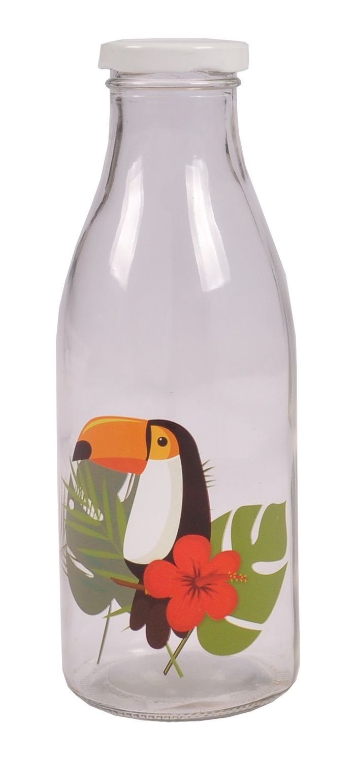 BURI Trinkflasche Milchflasche 900ml Wasserflasche Glasflasche Getränkeflasche Deko