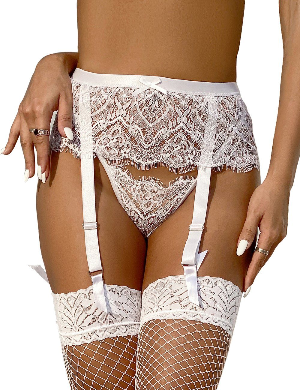 Lau-Fashion Strapsgürtel Strumpfhalter Fransen Unterwäsche Dessous Hüfthalt günstig online kaufen