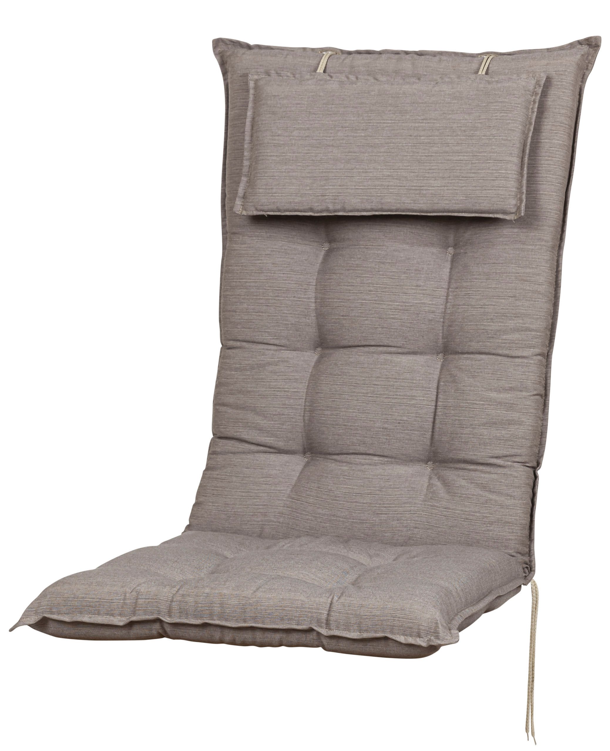 Sun Garden Hochlehnerauflage Hochlehner Sylt 50318-625 taupe 119x50x8 cm Sun Garden, (1 St), Eckhaltebänder mit Bindebändern