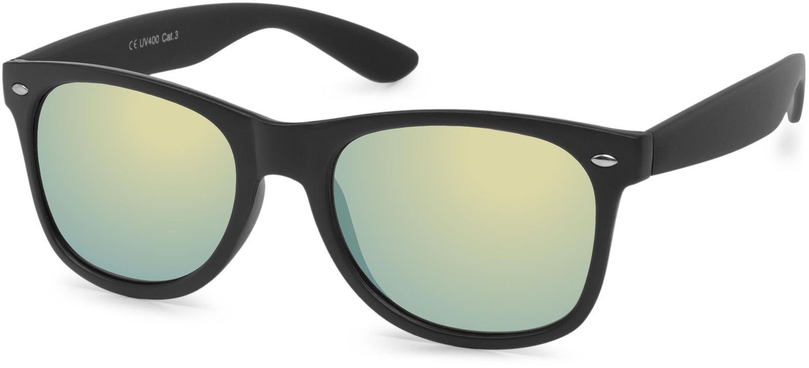 styleBREAKER Glas Verspiegelt Sonnenbrille / matt Schwarz Gestell Gelb (1-St)