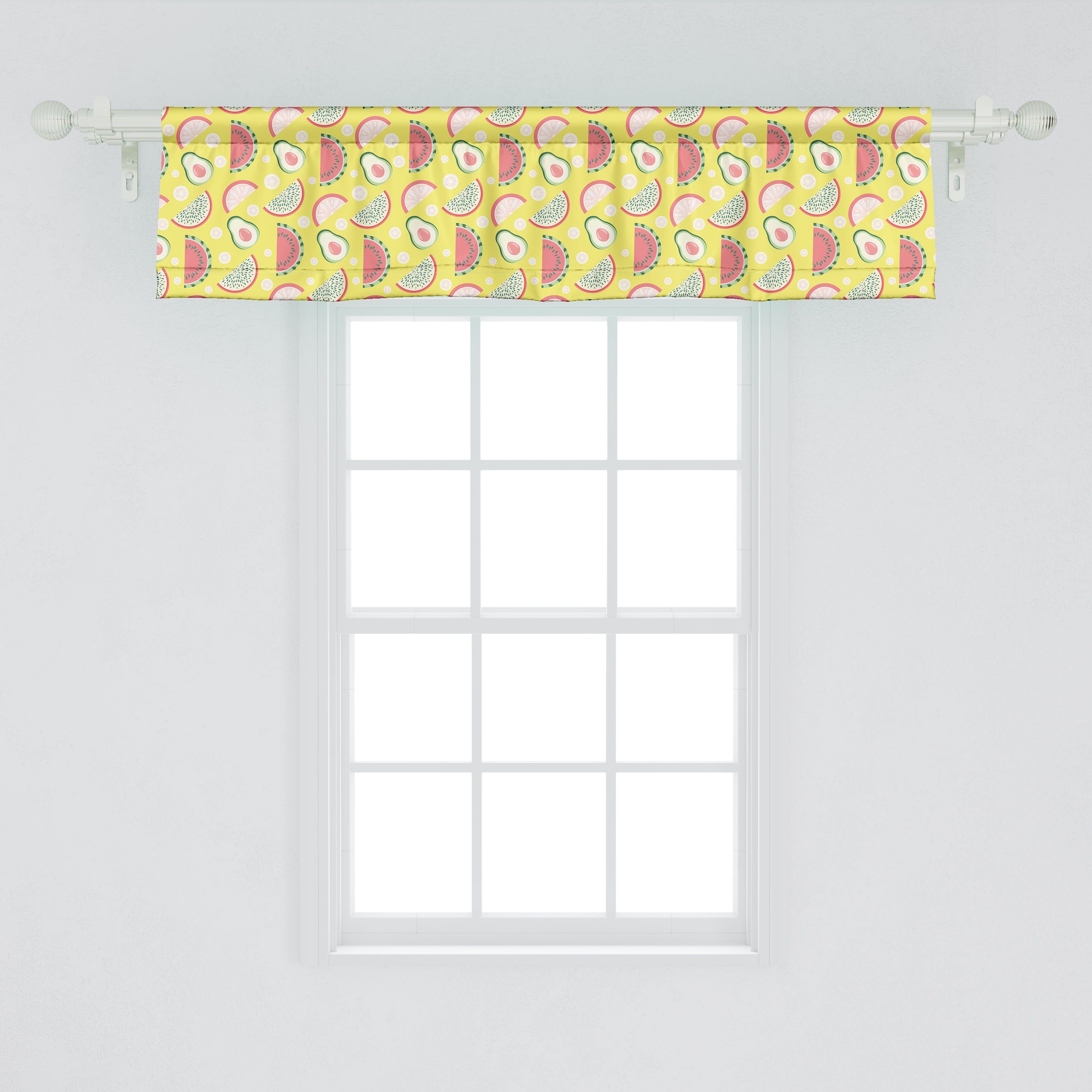Scheibengardine Vorhang Volant für Küche Dekor mit Wassermelone Abakuhaus, Avocado Stangentasche, Microfaser, Schlafzimmer Früchte orange