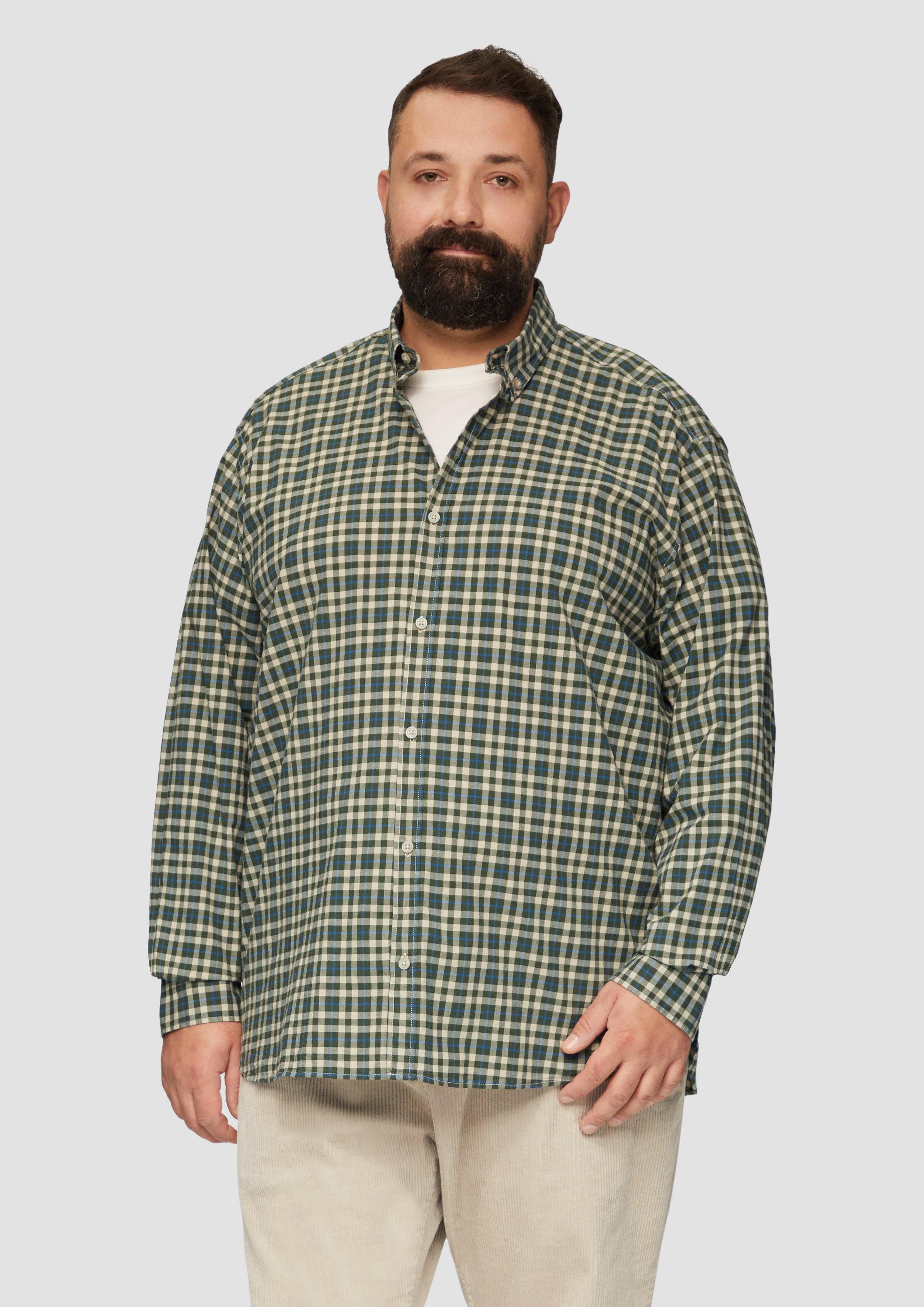 Langarmhemd Hemd mit Button-Down-Kragen aus Baumwollstretch