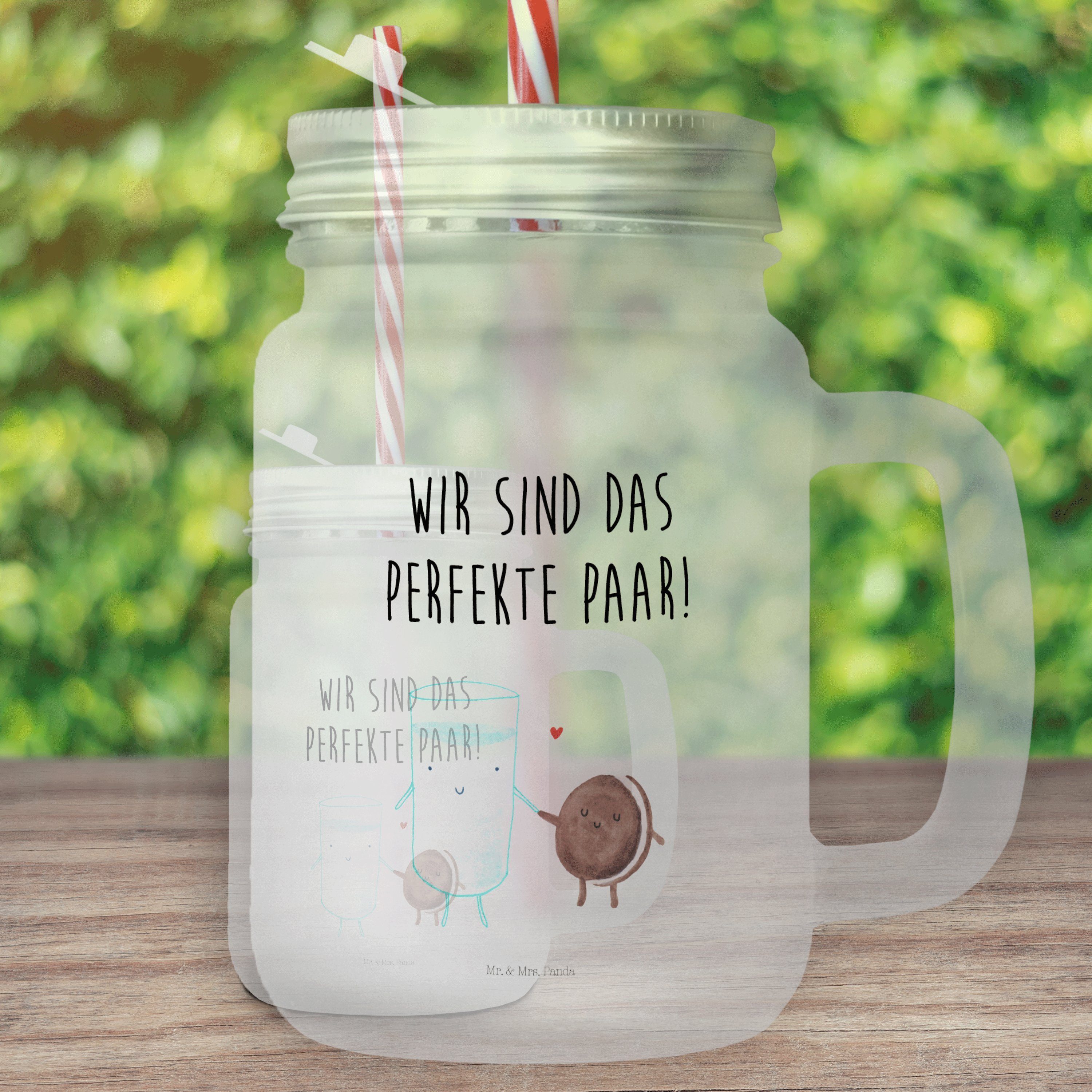 Mr. & Mrs. Panda Longdrinkglas »Milch & Keks Transparent Geschenk