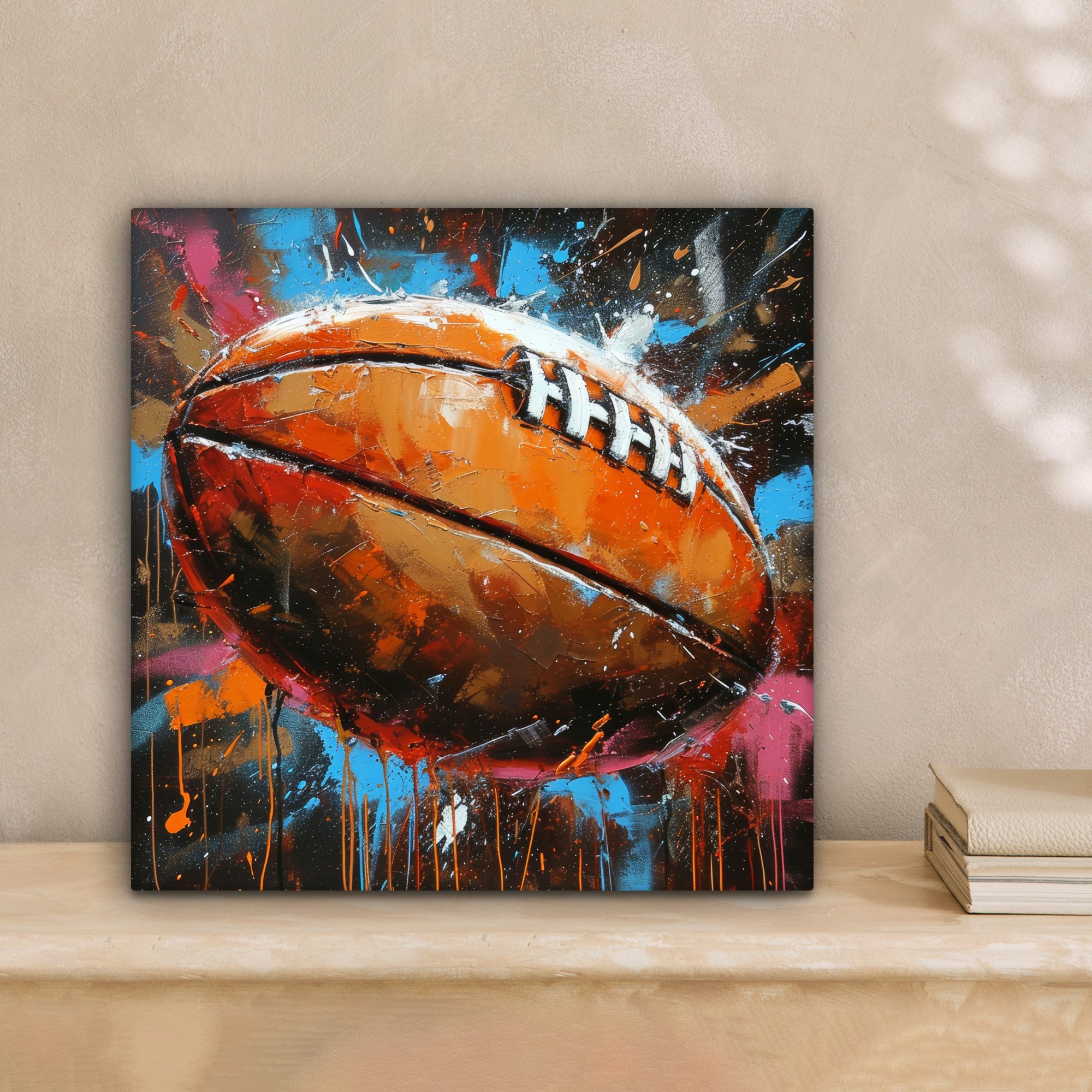 OneMillionCanvasses® Leinwandbild Graffiti - Rugby - Farbenfroh - Rugbyball günstig online kaufen