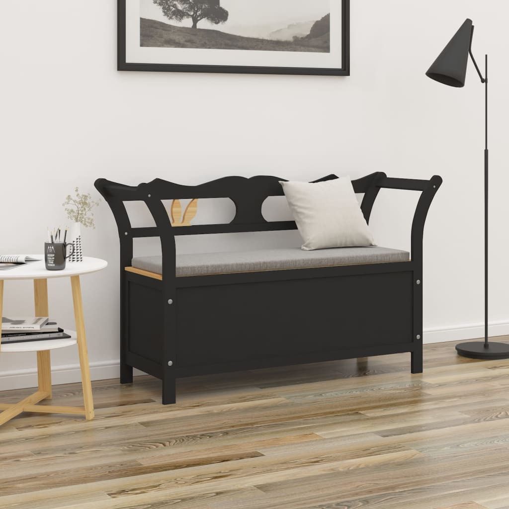 furnicato Truhenbank Sitzbank Schwarz 107 x 45 x 75,5 cm aus massivem Tannenholz (1-St)