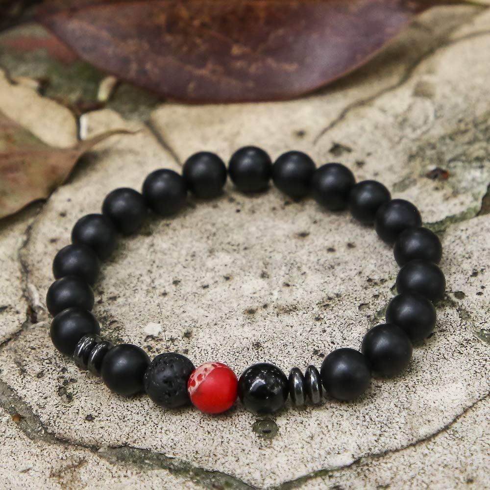 Kim Johanson Armband Chakra, mit Jaspis, Naturstein, elastisch, Yoga Schmuck, Geschenk