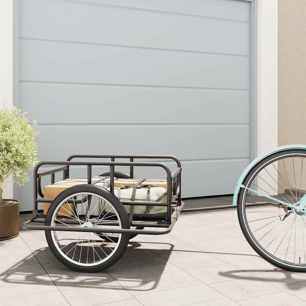furnicato Fahrradlastenanhänger Lastenanhänger Fahrrad 130x73x48,5 cm Schwarz