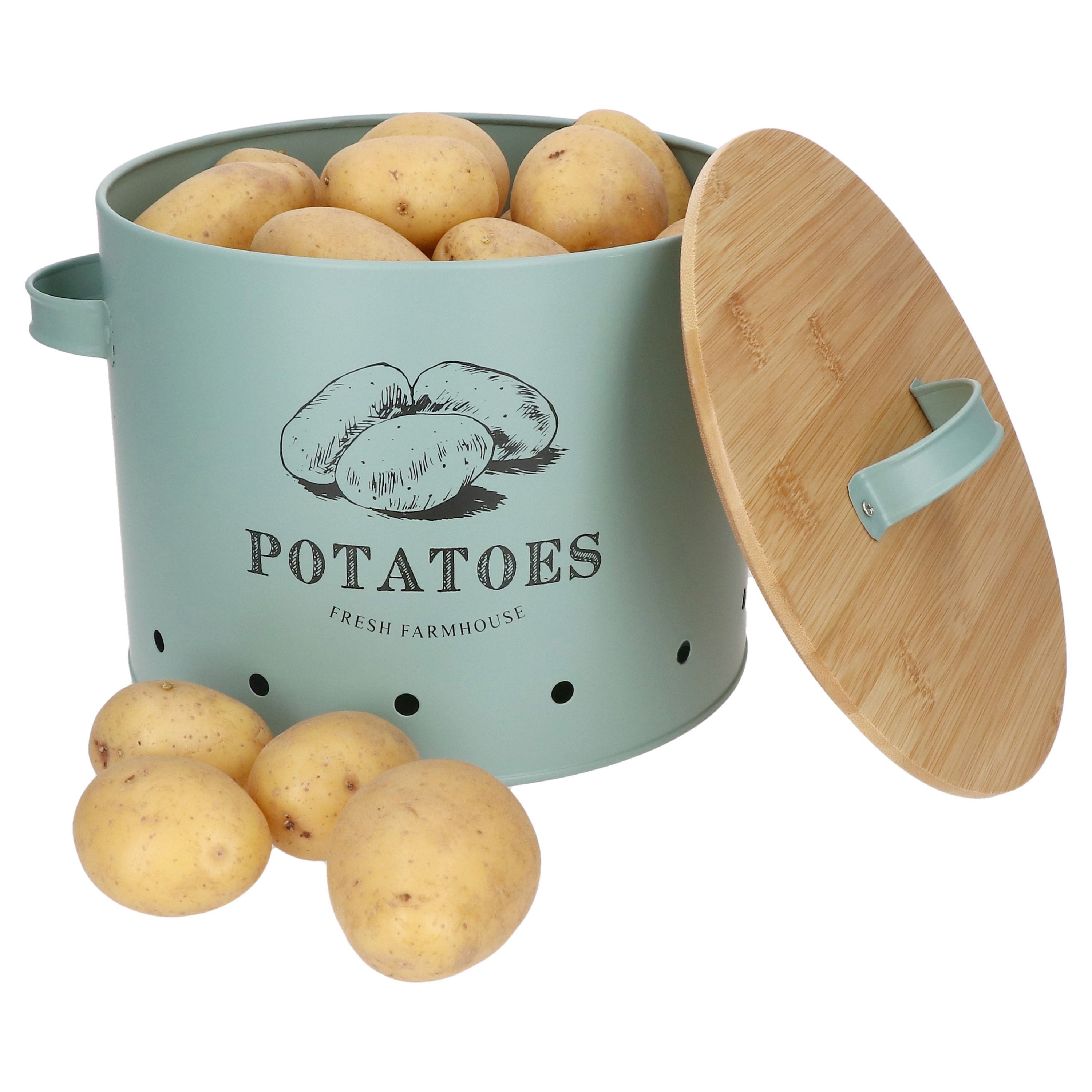 MamboCat Vorratsglas Kartoffeltopf Fresh Metall-Dose mit Bambusdeckel mint Vorratsdose, Metall