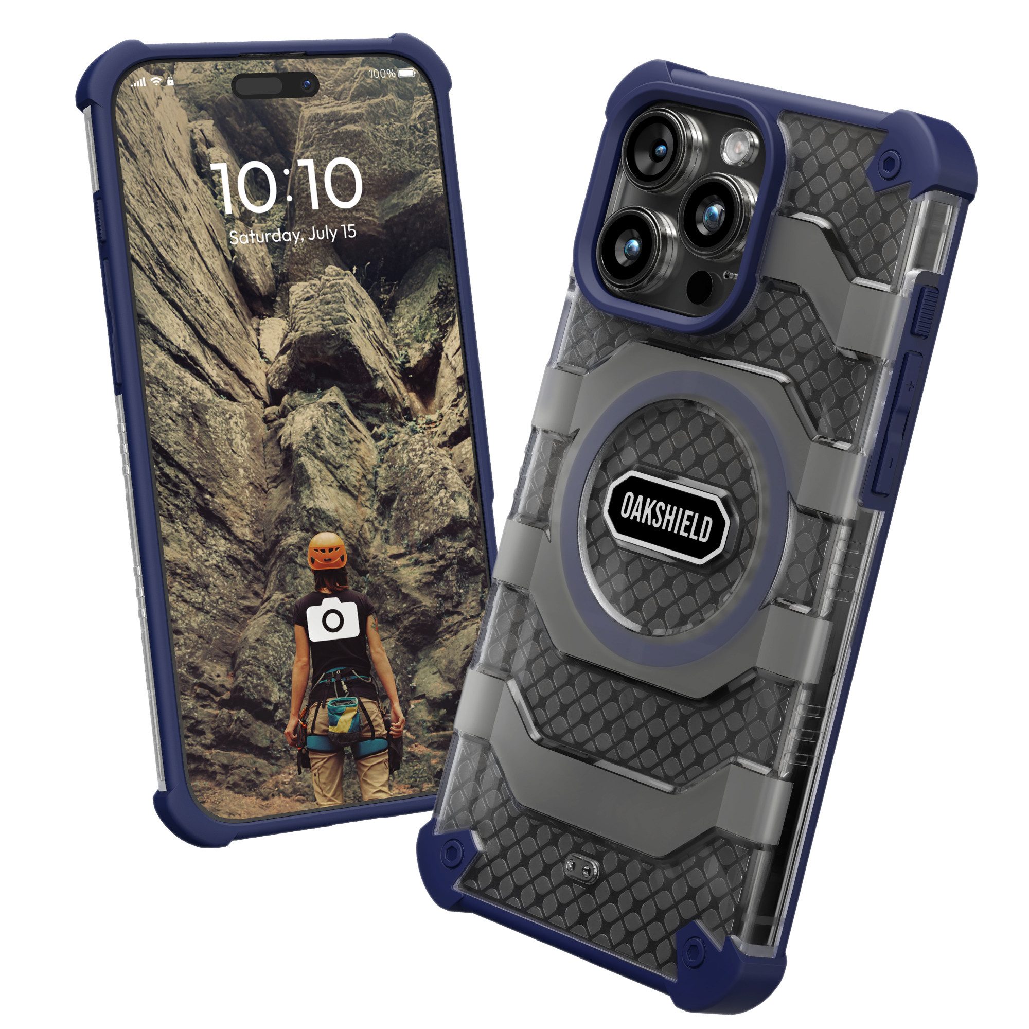 Oakshield Handyhülle Handyhülle für Iphone 15 Pro Max Hülle kompatibel mit MagSafe-Zubehör, Schutzhülle - Falltest nach Militärstandard - Dunkelblau