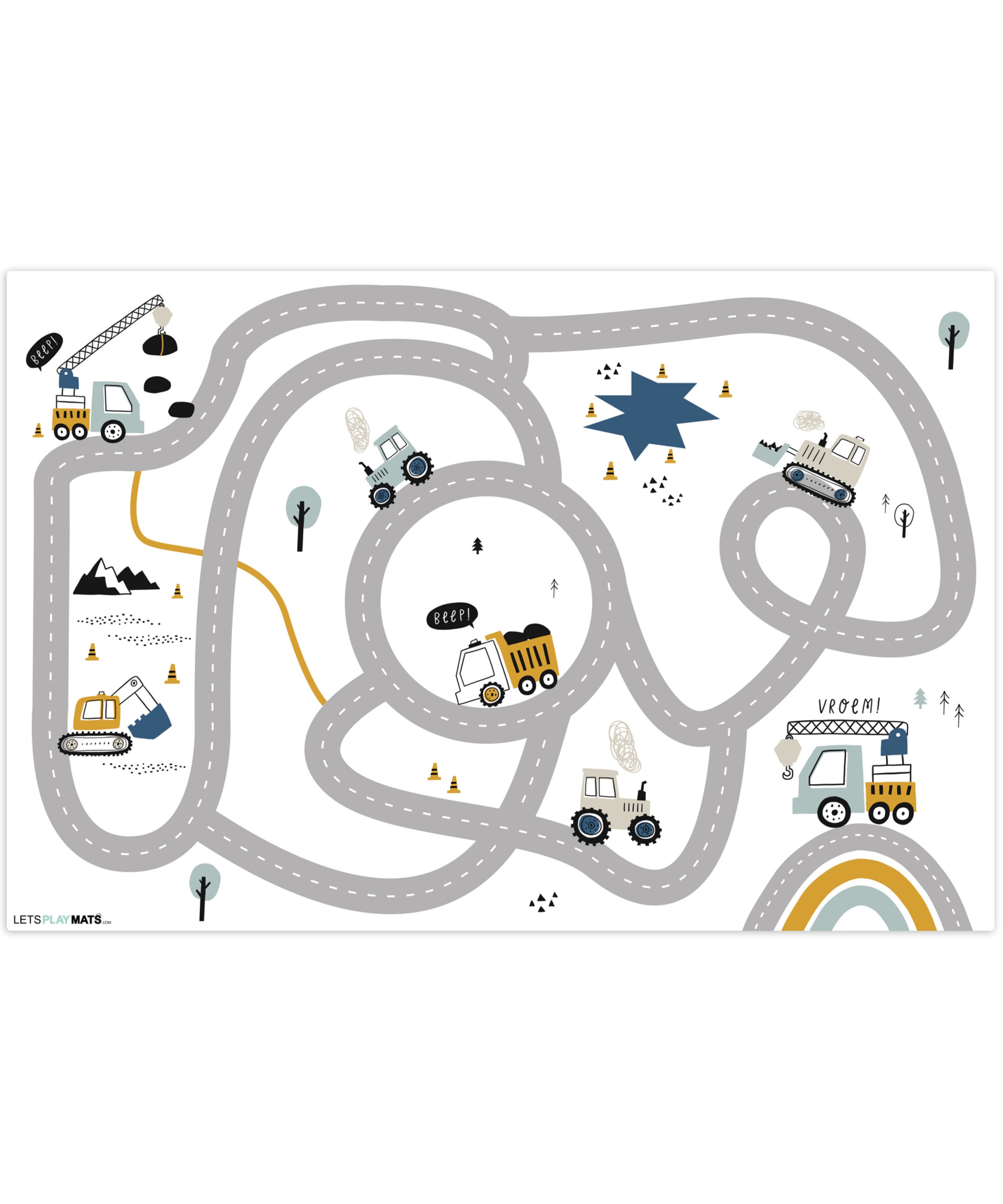 LetsPlaymats Spielmatte Baustelle - Bagger - Auto - Regenbogen - Design, Kr günstig online kaufen