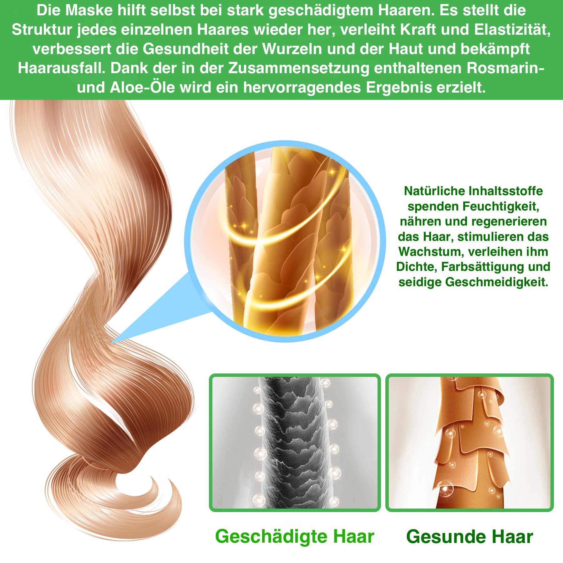 ALIVER Haarpflege-Set Rosmarin Set Shampoo Conditioner Haarmaske Haaröl Haarwachstum Vegan