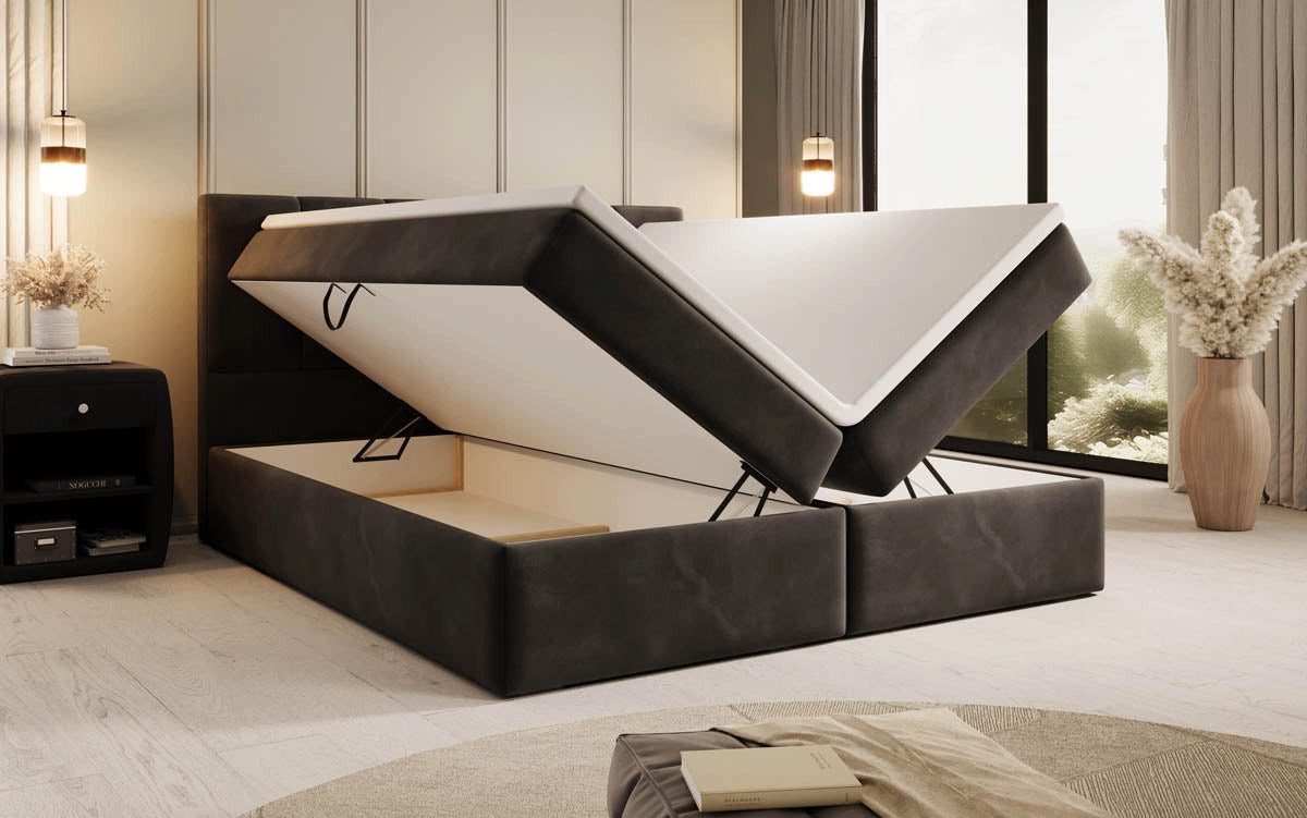 Luxusbetten24 Boxspringbett Aurelia Samt, mit Stauraum günstig online kaufen