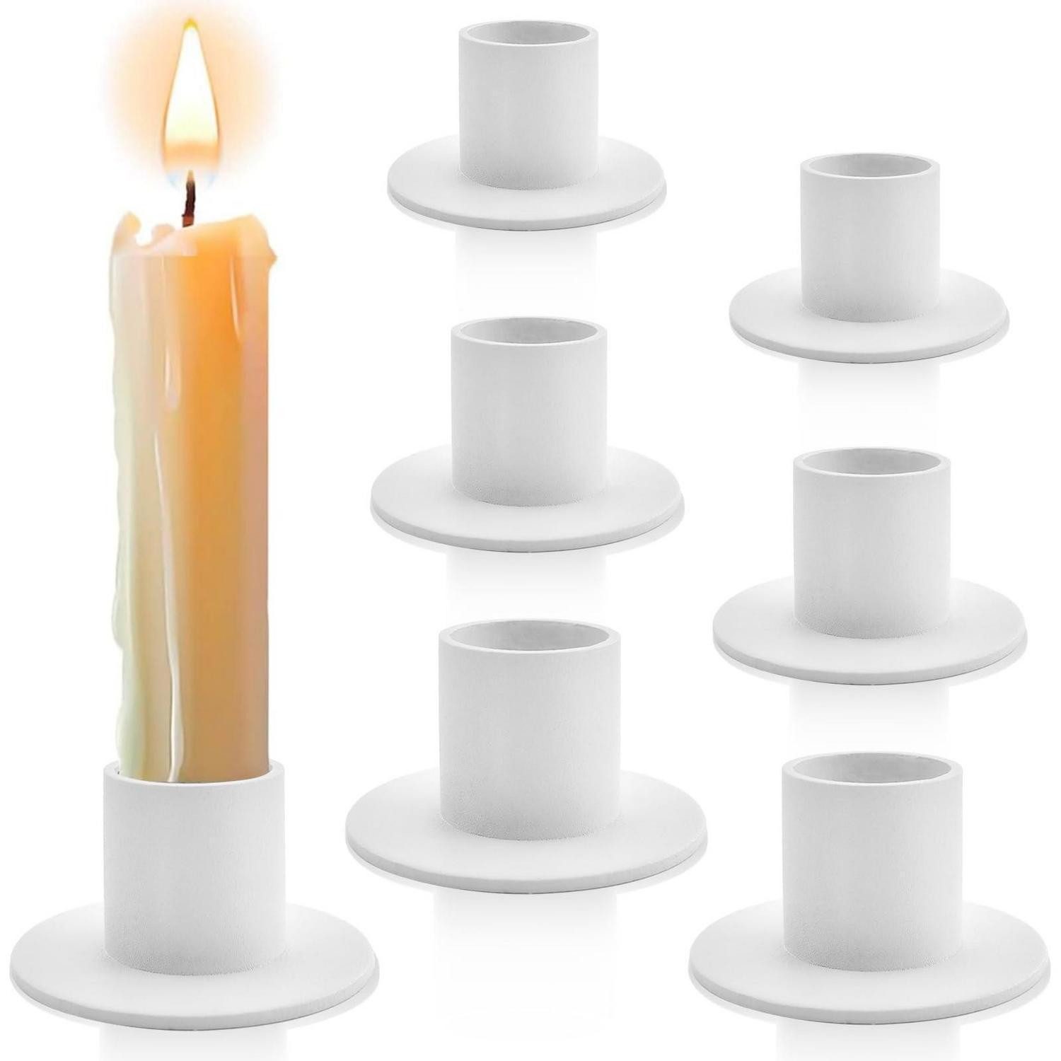 LuxusKollektion Kerzenständer Kerzenhalter 6er Set Retro Eisen Weiß