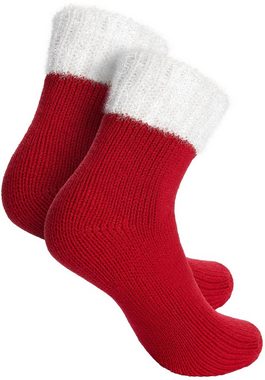 BRUBAKER Socken 2er Pack Warme Damensocken - flauschige Weihnachtssocken - Bequem (2-Paar, Frauen Socken Weihnachten) Damen Bettsocken Kuschelsocken - Wintersocken mit Glitzer Bund