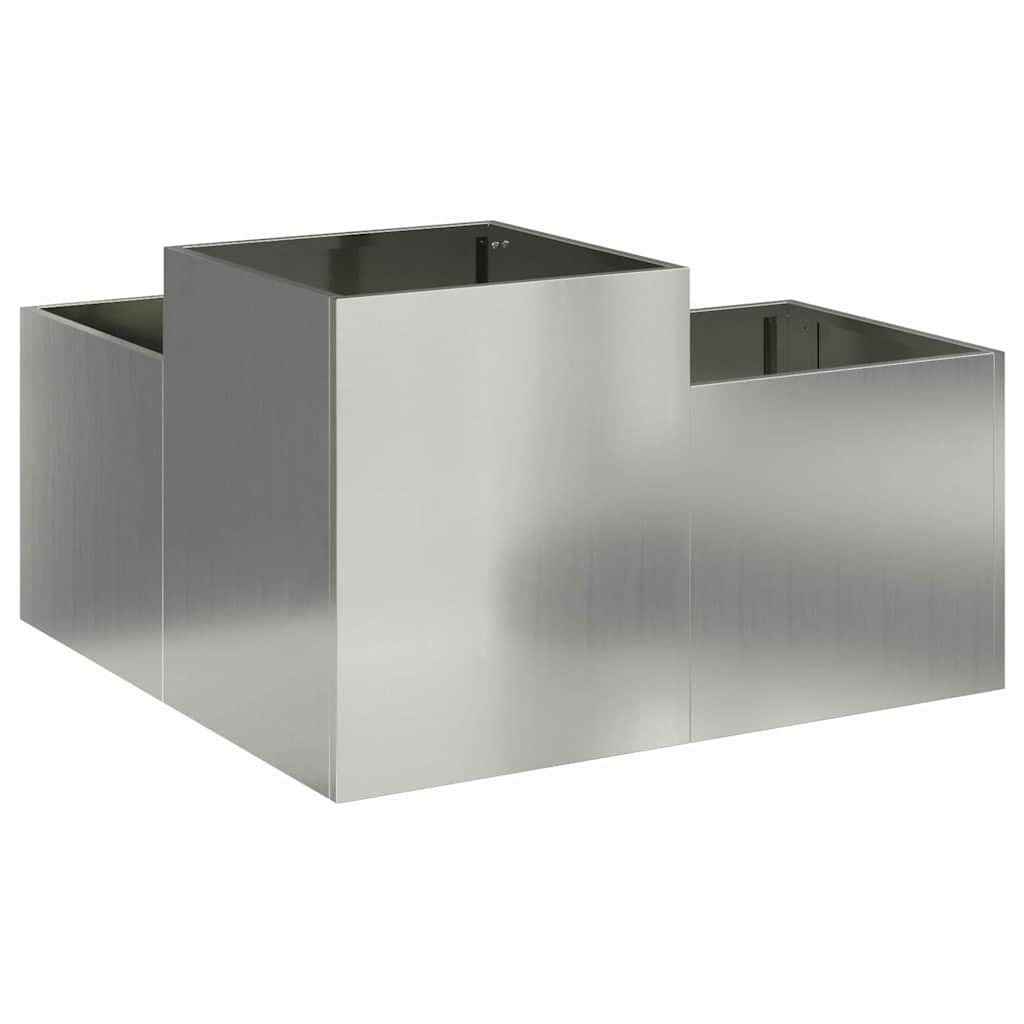vidaXL Blumentopf Gartenblumentopf Silber 80 x 80 x 48 cm Verzinkter Stahl (1 St)
