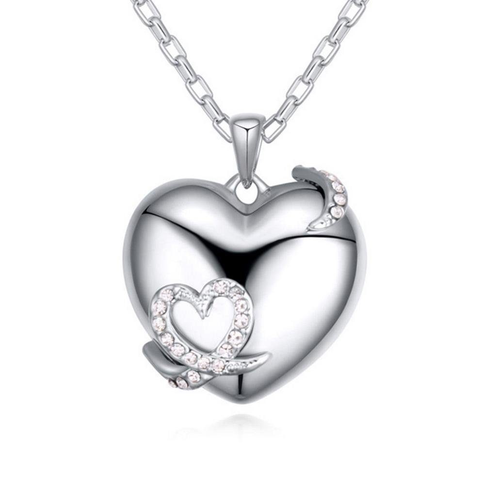 Silber Messing Necklace Halskette Kette für aus (1-tlg), Damen Ketten-Set Herzchen BUNGSA
