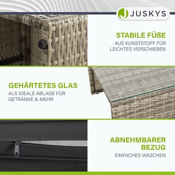 Juskys Gartenlounge-Set Salou, (6-tlg), für 6 Personen, Polyrattan, Glasplatte, wetterfest, mit Kissen