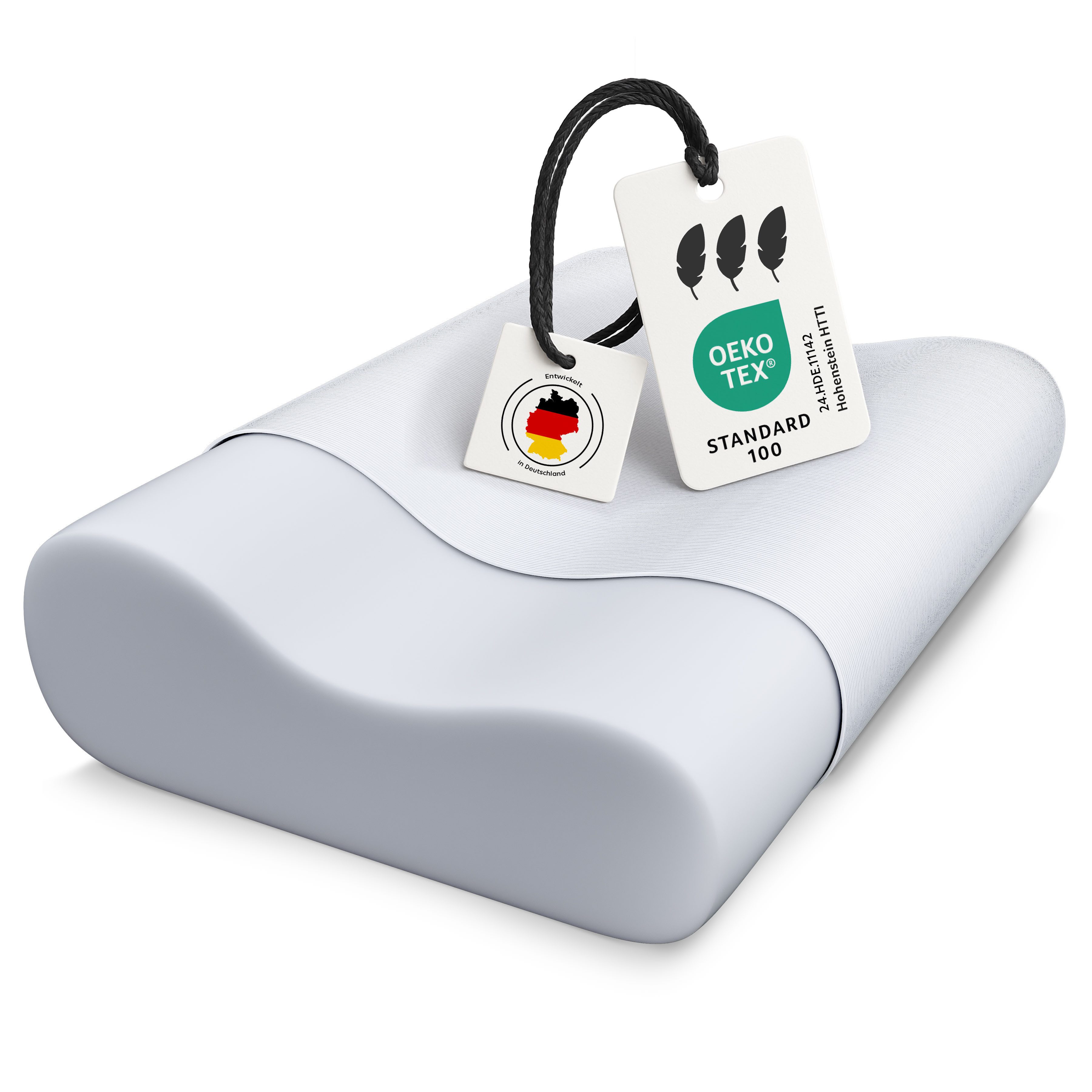 Träumegut24 Nackenstützkissen OnlyDreams ergonomisches Kopfkissen mit hochwertigem Bezug, Füllung: Kaltschaum, Seitenschläfer, Rückenschläfer, Bauchschläfer, Ergonomisch, Hypoallergen, Bezug waschbar und atmungsaktiv