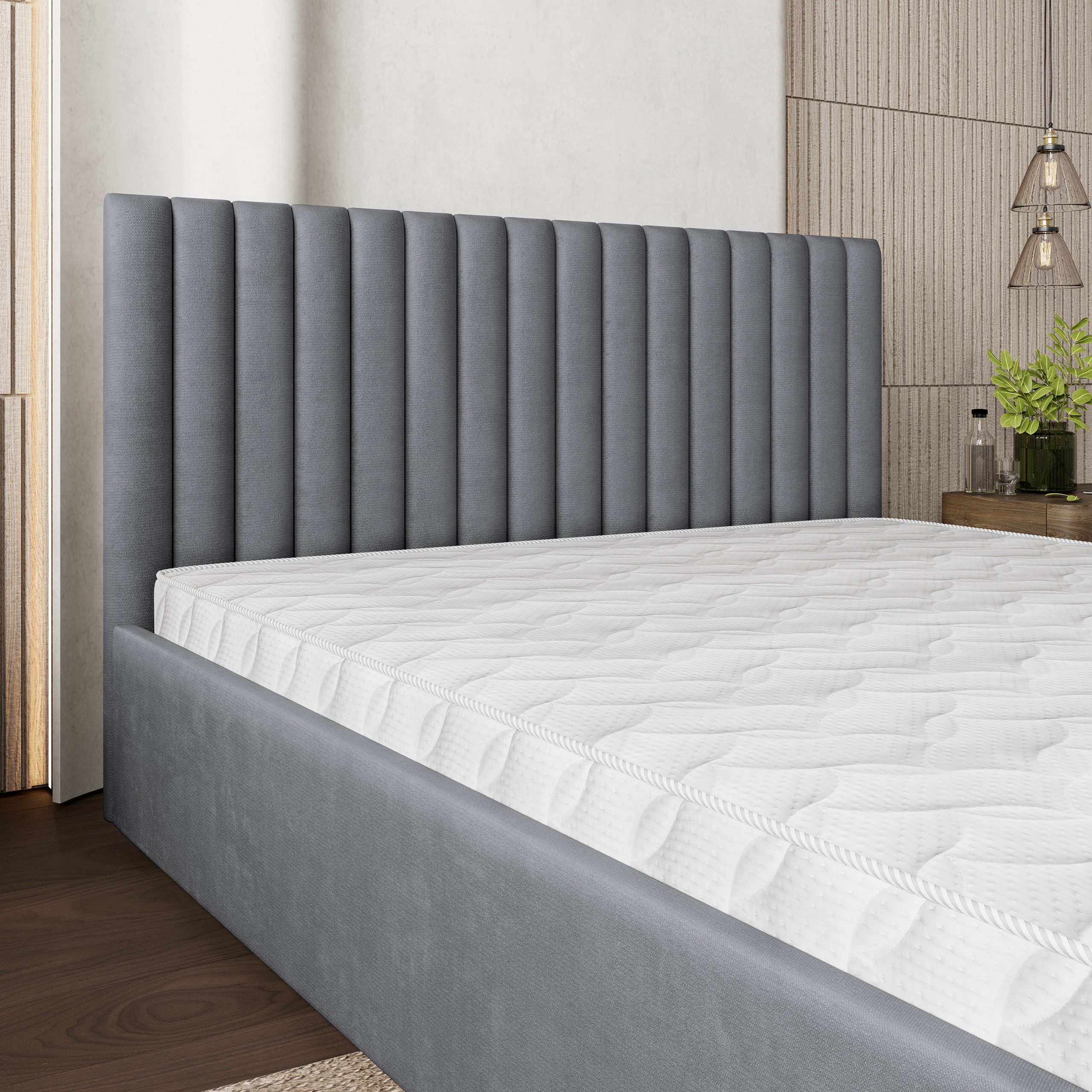 Masseno Polsterbett CANOVA 180x200 cm grau (mit Bettkasten und Lattenrost) – Bild 3 von 5