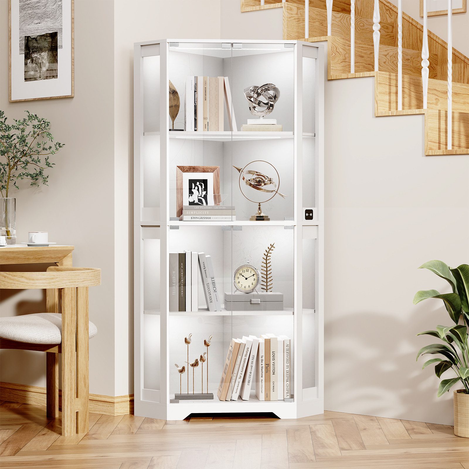 BROTTAR Glasvitrine Curio-Schrank, Eckvitrine, 4 Böden mit LED-Beleuchtung günstig online kaufen