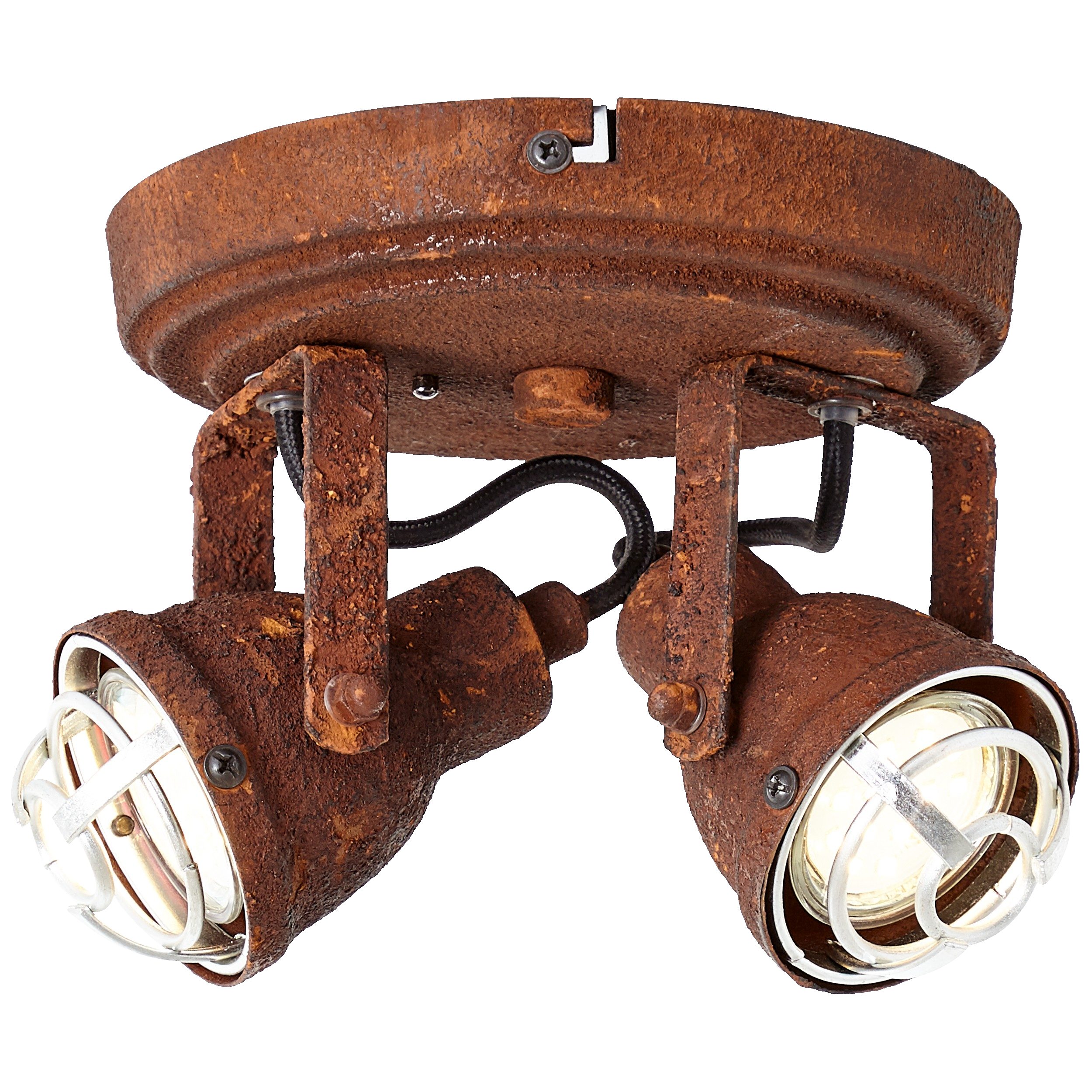 Lightbox Deckenstrahler, ohne Leuchtmittel, 2 flammiger Deckenstrahler - Spotrondell Industrial Look Metall Rost