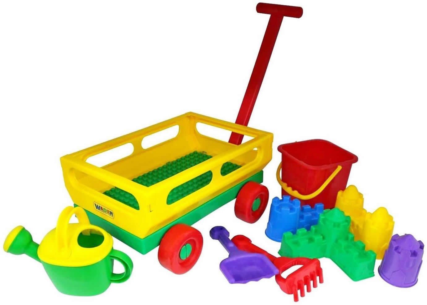 WADER QUALITY TOYS Sandform-Set Handwagen Bollerwagen Eimergarnitur Burg Schaufel, (Set)