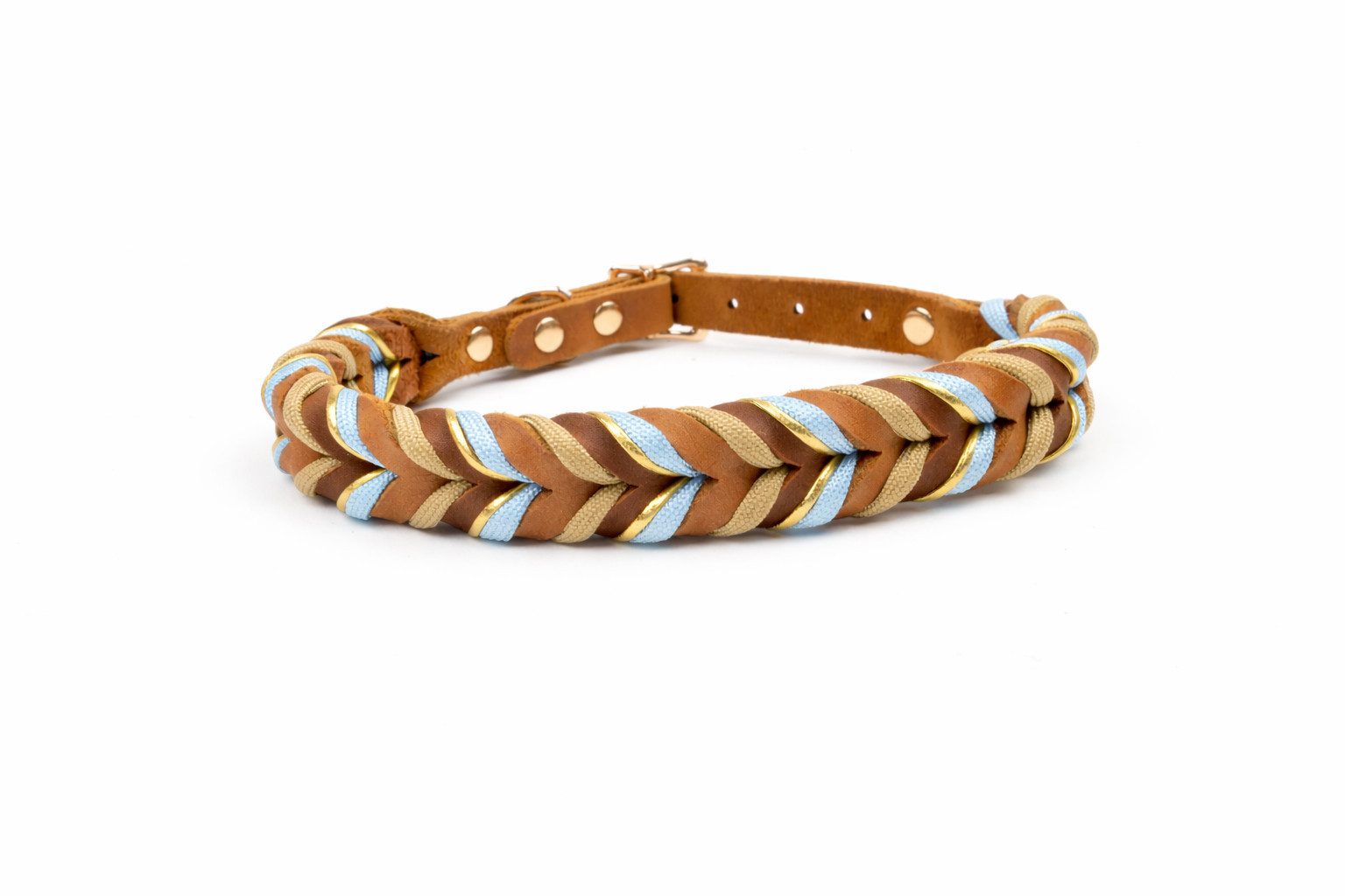 Tierluxe Hunde-Halsband Geflecht, Geflochtenes Lederhalsband mit Paracord