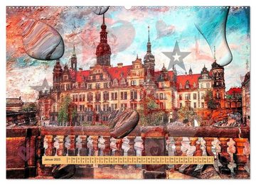 CALVENDO Wandkalender Grüße aus Dresden (Premium, hochwertiger DIN A2 Wandkalender 2023, Kunstdruck in Hochglanz)