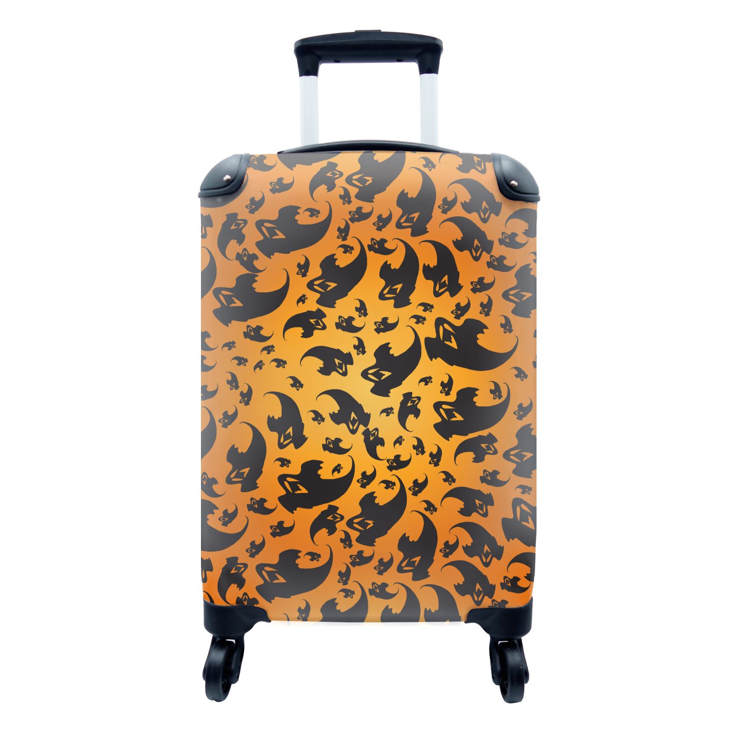 MuchoWow Handgepäckkoffer Halloween - Orange - Muster, 4 Rollen, Reisetasche mit rollen, Handgepäck für Ferien, Trolley, Reisekoffer