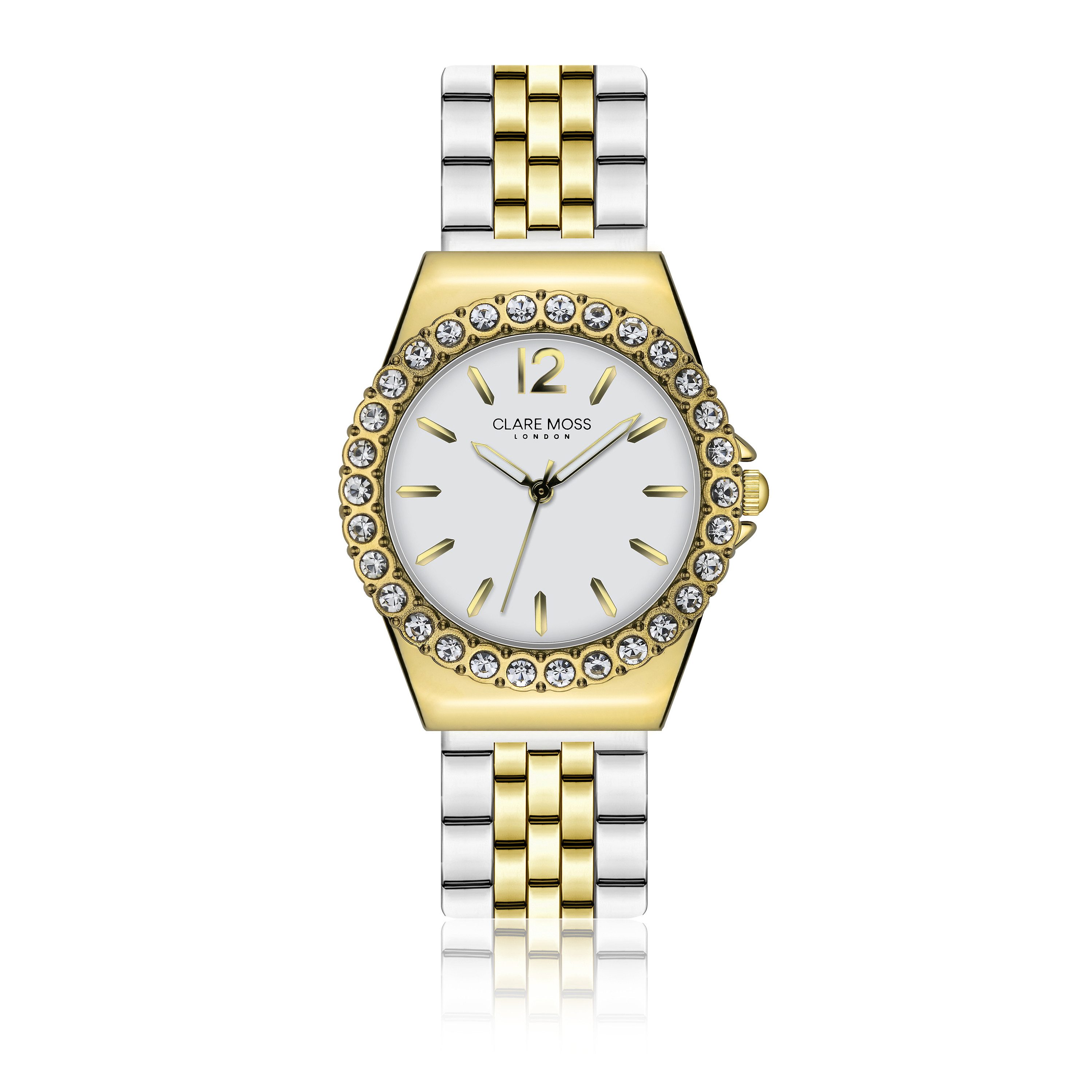 CLARE MOSS Quarzuhr CMA7-B278S Klassisches Gold- und Silberglied